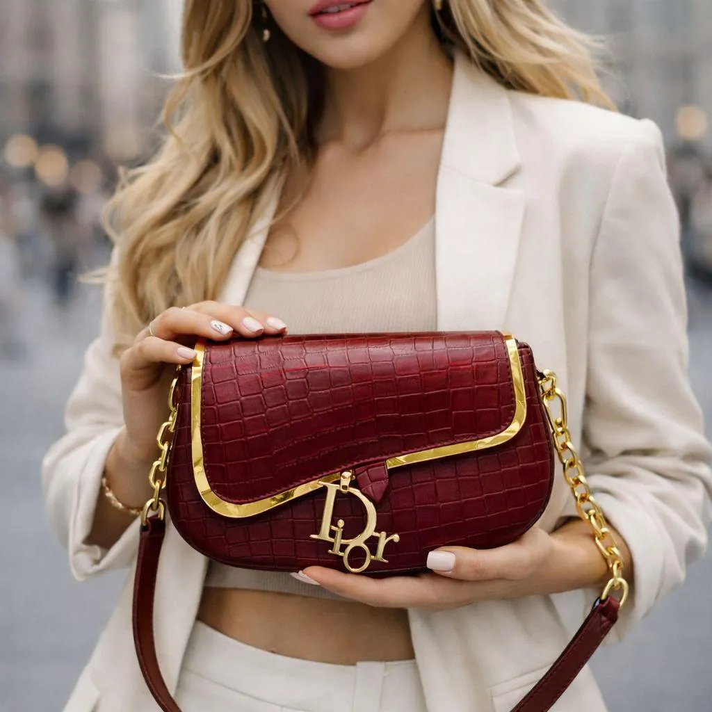1598-37-699348-product-1 Fashion Maroon Rexine Shoulder Bag with Gold Hardware - Image 1