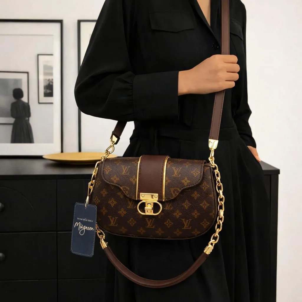 1598-37-720166-product-1 Elegant Brown Leather Shoulder Bag for Women – Chain Strap Design - Image 1