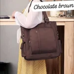Women's Nylon Shoulder Bag Brown – Spacious, Lightweight & Adjustable Strap