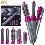 5-in-1 Hair Curler & Straightener Pink & Silver ABS Styling Tool