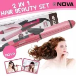 5-in-1 Hair Curler & Straightener Pink & Silver ABS Styling Tool - Image 8