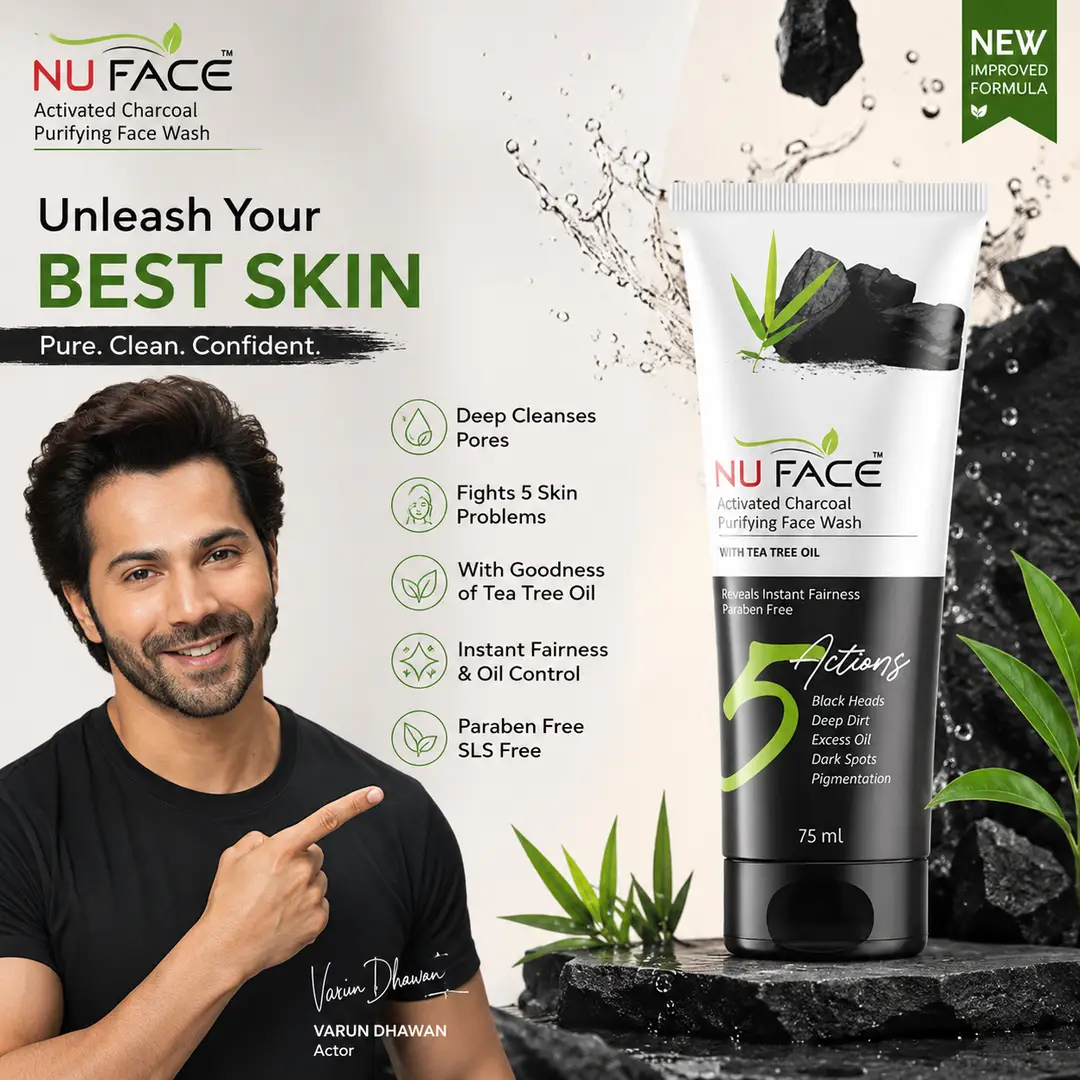 2652-77-740312-product-1 NU FACE Activated Charcoal Purifying Face Wash with Tea Tree Oil 75ml - Image 1