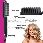 Black Hair Straightener Brush with Adjustable Heat Control
