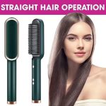 Black Hair Straightener Brush with Adjustable Heat Control - Image 7