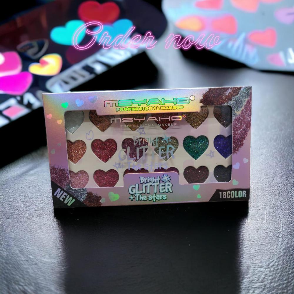 1004-71-367884-product-1 Glitter Eyeshadow Palette – Heart Shape, 18 Shades, Long Lasting - Image 1