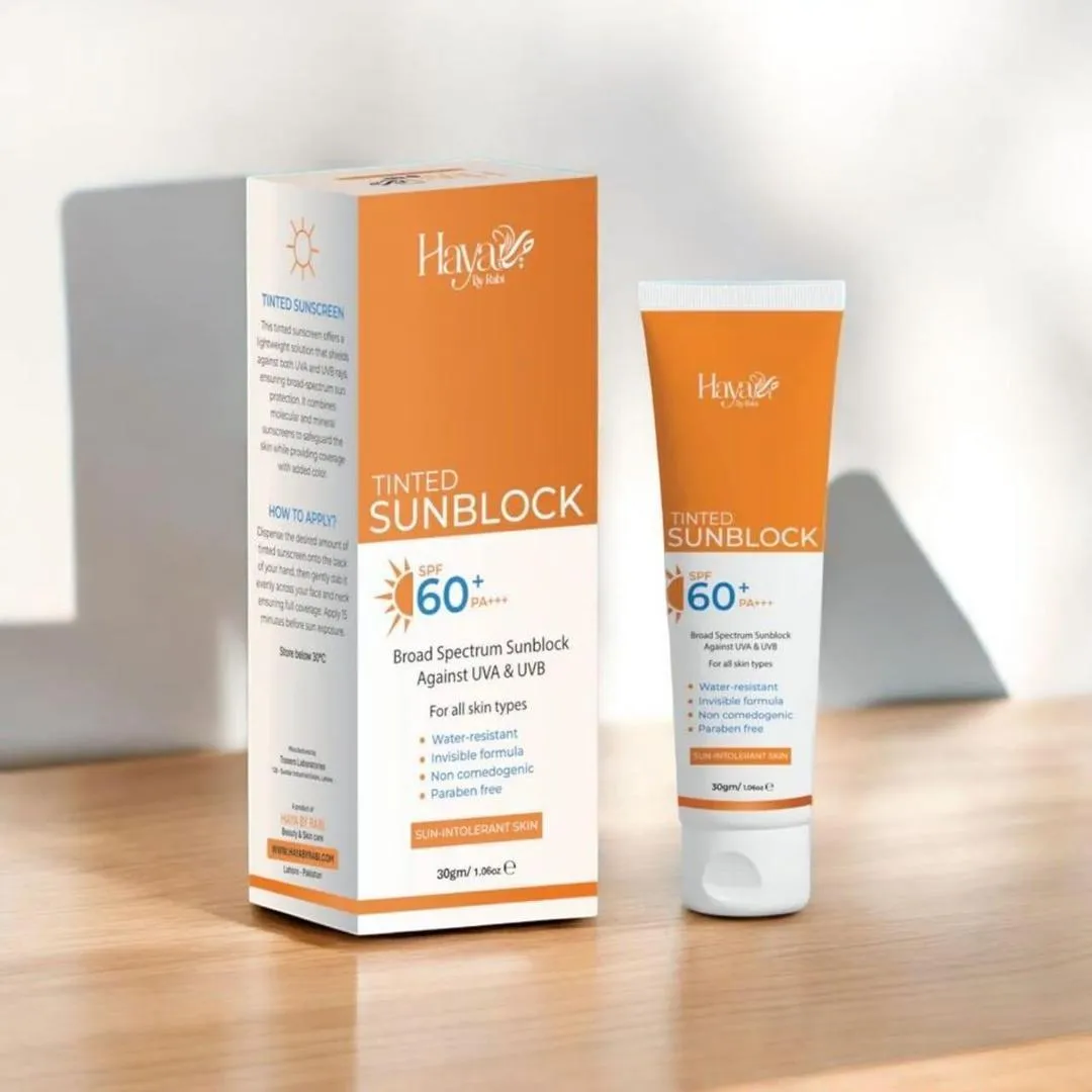 1004-77-647524-product-1 Haya Tinted Sunblock SPF 60+ Water Resistant Cream for All Skin Types - Image 1