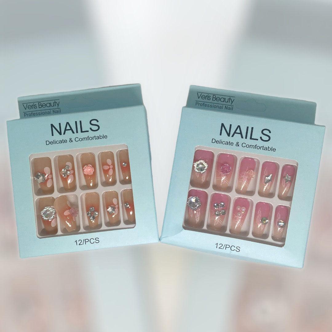 1165-258-587905-product-1 Premium Quality Stick-On Nails ABS Multicolor Floral Gemstone - Image 1