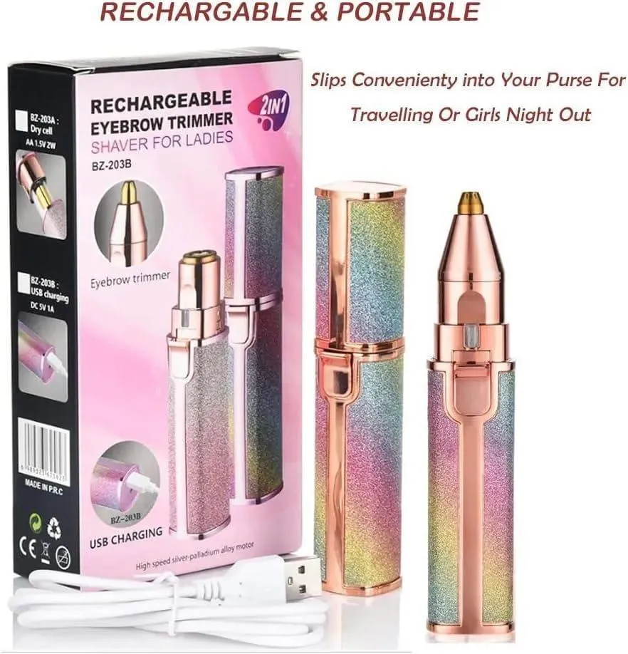 1172-49-677418-product-1 Rechargeable Women Eyebrow Trimmer Pink Glitter - Image 1