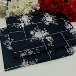 Women's Black Floral Grid Cotton Suit Set - 2 Piece, 90" Panna