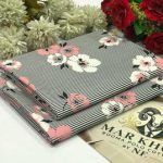 Black White Striped Floral Cotton Unstitched 2 Piece Suit