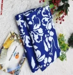 Blue Floral Printed 2 Pcs Women's Unstitched Suit - Polo Cotton - Image 2