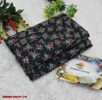 Black Floral Printed Polo Cotton Summer Unstitched 2 Piece Set - Image 2