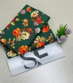 Green Floral Printed Polo Cotton Unstitched 2 Piece Suit