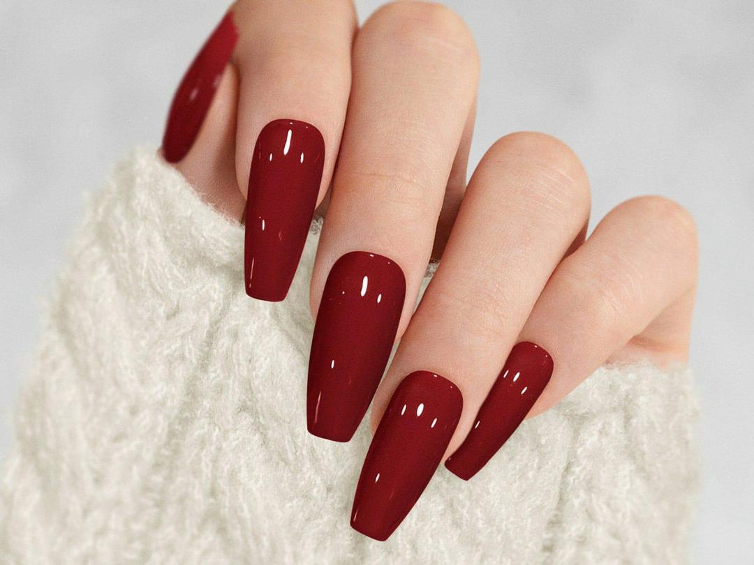 1304-258-483717-product-1 Burgundy Acrylic Fake Nails 96 Pcs Pakistani Women - Image 1