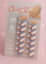 24 Pcs ABS Fake Nails with Glue for Women - Image 7