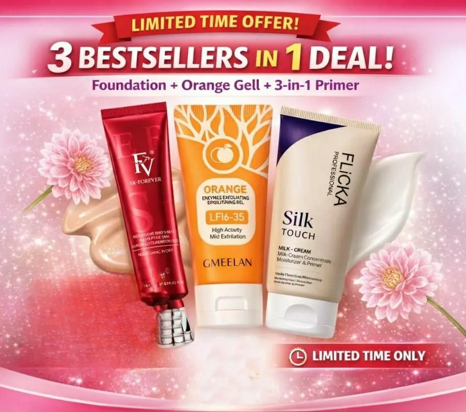 1347-287-715632-product-1 3 in 1 Makeup Deal Foundation Orange Gell Primer - Image 1