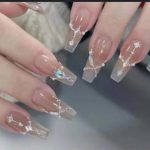 Stick-On Artificial Nails Multicolor Silver Chains Sparkles Reusable