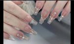 Stick-On Artificial Nails Multicolor Silver Chains Sparkles Reusable