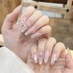 Multicolor Fake Nails with Bow Design 12pcs ABS Plastic