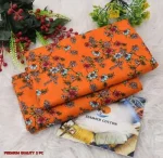 Women's Printed Micro Polo Cotton Suit - Orange 2 Pcs