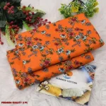 Women's Printed Micro Polo Cotton Suit - Orange 2 Pcs