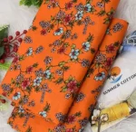 Women's Printed Micro Polo Cotton Suit - Orange 2 Pcs - Image 3