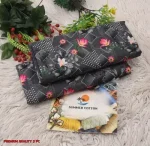 Grey Printed 2 Pcs Women's Unstitched Suit - Micro Polo Cotton - Image 3