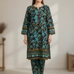 Stylish 2 Pcs Women's Unstitched Printed Suit in Black Micro Polo Cotton