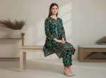 Stylish 2 Pcs Women's Unstitched Printed Suit in Black Micro Polo Cotton - Image 5
