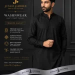 Men's Unstitched Wash and Wear Plain Suit – Black Premium Fabric Pakistan