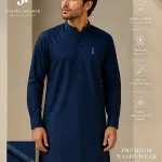 Men's Unstitched Wash and Wear Plain Suit – Blue Premium Fabric Pakistan