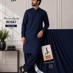 Men's Unstitched Wash and Wear Plain Suit – Blue All-Season Fabric Pakistan