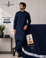 Men's Unstitched Wash and Wear Plain Suit – Blue All-Season Fabric Pakistan