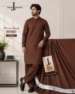 Men's Unstitched Wash and Wear Plain Suit – Brown Summer Fabric Pakistan