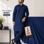 Men's Unstitched Wash and Wear Plain Suit – Blue Summer Fabric Pakistan