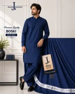 Men's Unstitched Wash and Wear Plain Suit – Blue Summer Fabric Pakistan