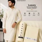 Men's Unstitched Wash & Wear Plain Suit – Ivory All Season Pakistan