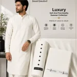 Men's Unstitched Wash & Wear Plain Suit – Off White All Season Pakistan