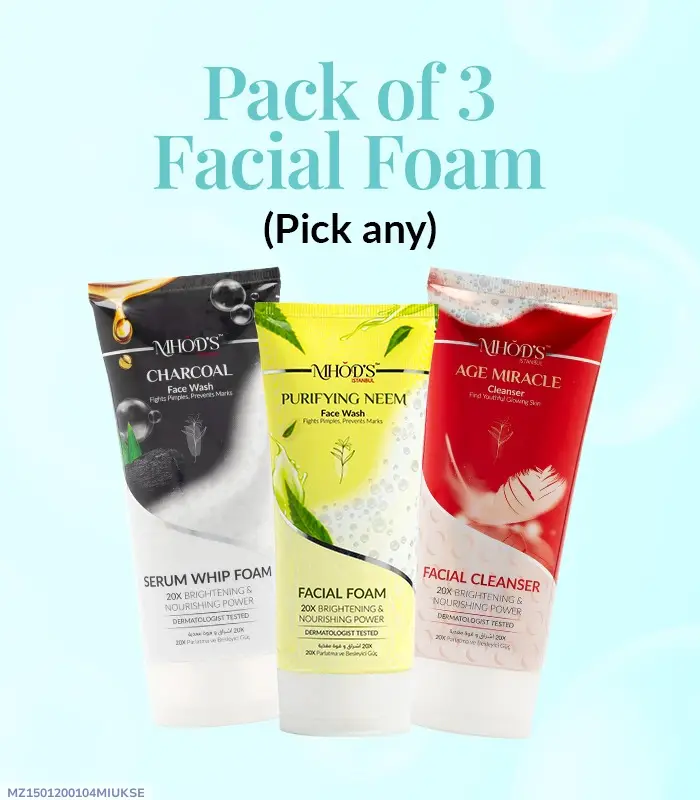 1501-77-737952-product-1 3 Pcs Whitening Face Wash for All Skin Types - Black, Yellow & Red - Image 1