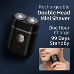 Portable Rechargeable Hair Shaver – Black Double Floating Travel Shaver