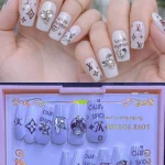 Luxury Fake Nails Louis Vuitton Rhinestone Set