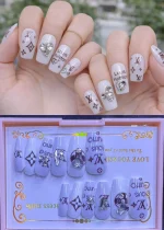 Luxury Fake Nails Louis Vuitton Rhinestone Set