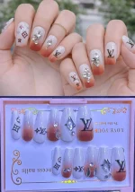 Luxury Fake Nails Louis Vuitton Rhinestone Set - Image 4