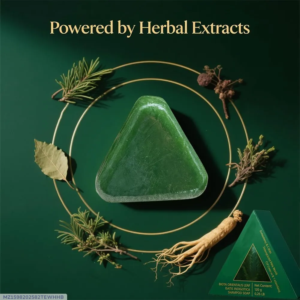 1598-55-730707-product-1 Green Herbal Shampoo Bar for Damaged Hair 50g - Image 1