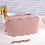 Pink Leather Makeup Travel Case for Women