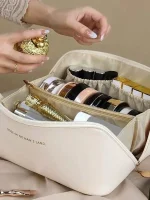 Pink Leather Makeup Travel Case for Women - Image 6