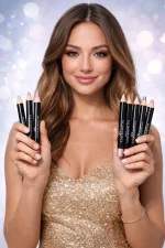 Glitter Eyeliner Pencils Set of 6 Black Gold - Image 5