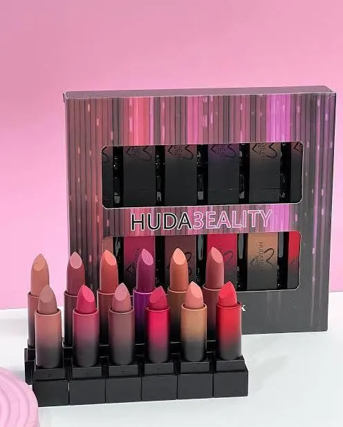 1598-72 (1) Huda Beauty 12 Shade Nude Lipstick Set 200g - Image 1