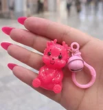 Pink Bear Keychain with Cute Keyring & Keychain Pouch - Image 4