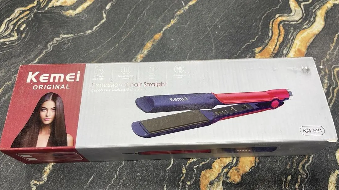 163-404 (4) Kemei Ceramic Hair Straightener Red Black Professional - Image 1